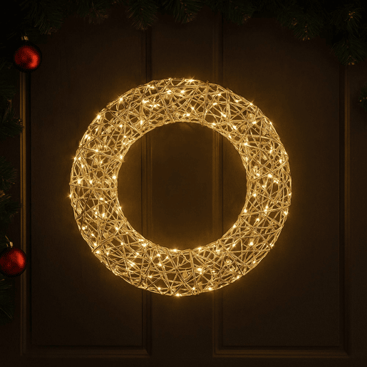 Guirlanda de Natal Well Home Silver com 30 Luzes LED Branco Quente Ø40cm