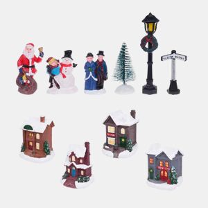 Vila de Natal decorativa Well Home com 14 peças e luzes LED