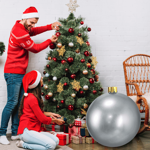 Bola de Natal inflável prateada Well Home 6,5 cm