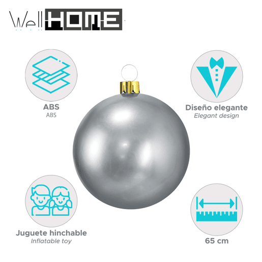 Bola de Natal inflável prateada Well Home 6,5 cm
