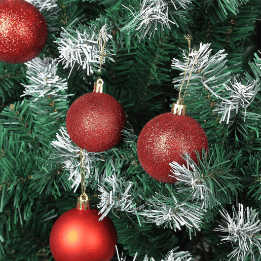 Well Home Pacote com 100 bolas de Natal vermelhas em tubo em diferentes acabamentos e tamanhos