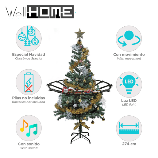 Well Home Conjunto de trem de Natal de 23 peças com luzes e sons com trilho de 274 cm