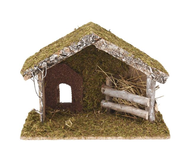 Well home decoración navideña establo de madera para el belén 23x32x17cm