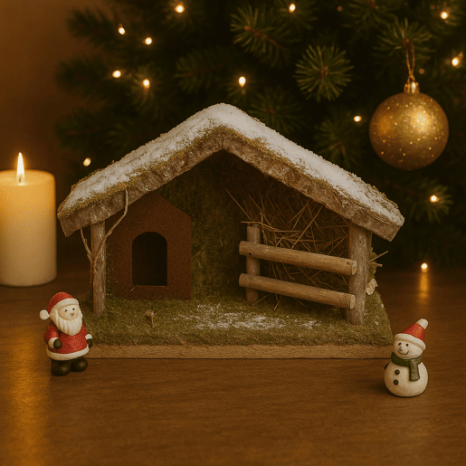 Well Home Decoração de Natal Estábulo de Madeira para Presépio 23x32x17cm