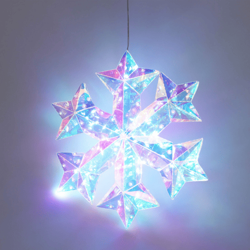 Floco de neve luminoso Well Home com 30 luzes LED arco-íris legais 27x27x5cm