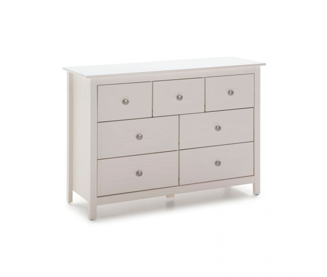Cómoda de 7 cajones robusta y diseño atemporal en blanco 110x80 cm Bay Blanco 110 x 80 x 40 cm