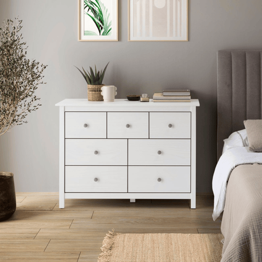 Cómoda de louro 7 gavetas Branco 110 x 80 x 40 cm