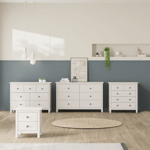 Cómoda de louro 7 gavetas Branco 110 x 80 x 40 cm