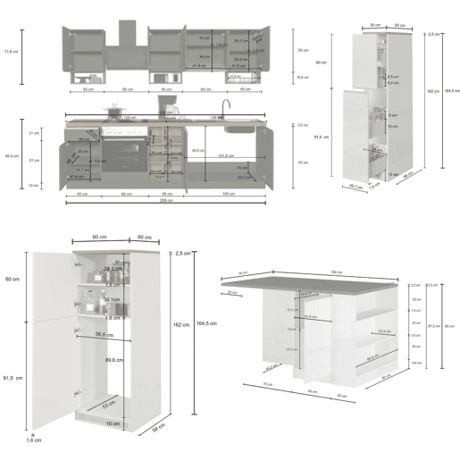 Cozinha com 31 Prateleiras em Madeira Laminada