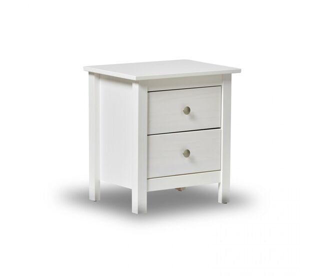 Mesita de noche de 2 cajones y patas en blanco 46x49,5cm Bay Blanco 46 x 49,5 x 35 cm