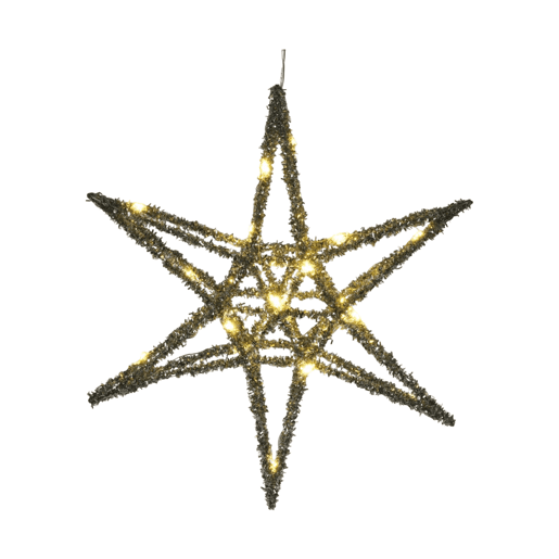 Well Home Estrela de Natal Prateada com 20 Luzes LED Brancas 30x30x5cm
