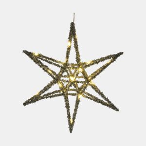 Well Home Estrela de Natal Prateada com 20 Luzes LED Brancas 30x30x5cm