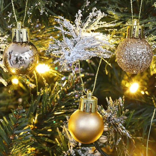 Well Home Pacote com 100 bolas de Natal rosa em tubo em diferentes acabamentos e tamanhos