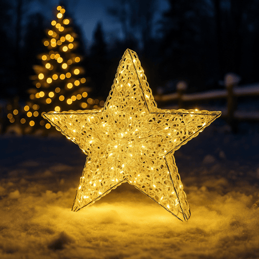 Well Home Estrela Luminosa de Alumínio com 200 Micro LEDs 57x60x16cm