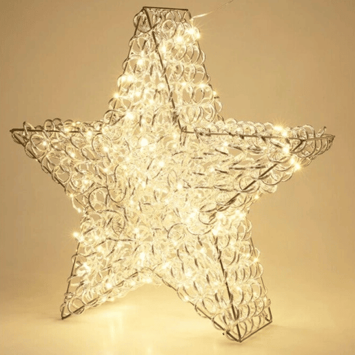 Well Home Estrela Luminosa de Alumínio com 200 Micro LEDs 57x60x16cm
