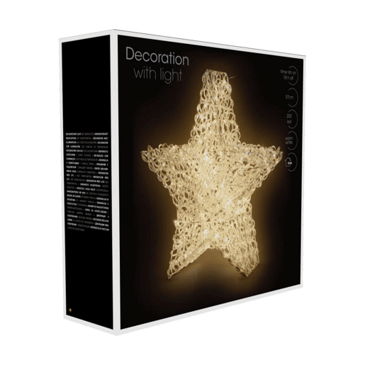 Well Home Estrela Luminosa de Alumínio com 200 Micro LEDs 57x60x16cm
