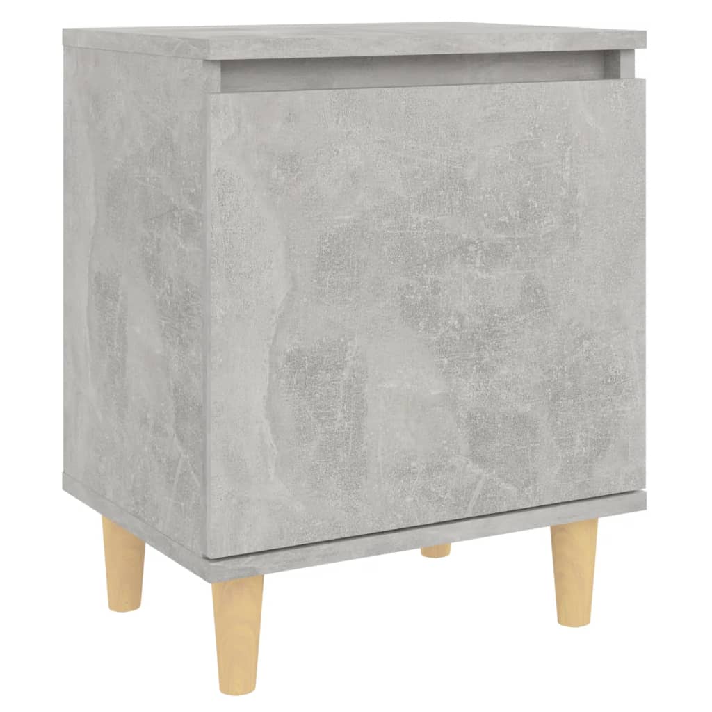 Mesita de noche mesilla de noche - patas madera maciza gris hormigón 40x30x50 cm