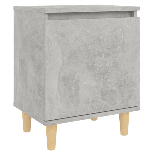 Mesa De Cabeceira - Mesinha De Cabeceira c pernas de madeira 40x30x50cm cinzento cimento