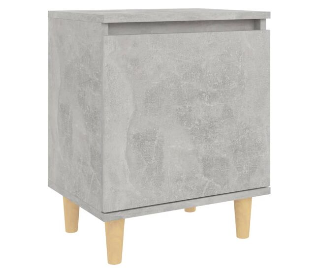 Mesita de noche mesilla de noche - patas madera maciza gris hormigón 40x30x50 cm
