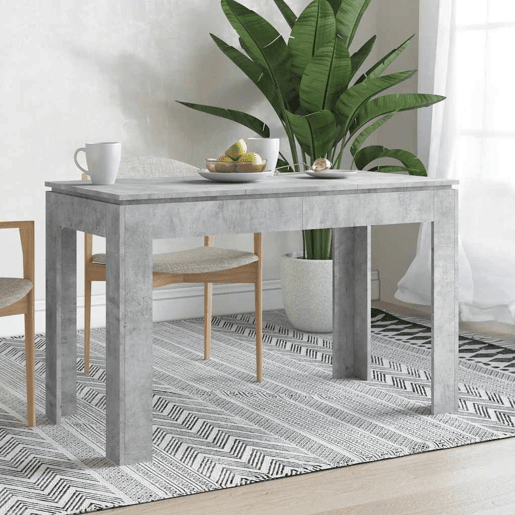 vidaXL Mesa de jantar 120x60x76 cm contraplacado cinzento cimento
