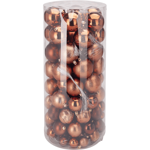 Well Home Conjunto de 100 Bolas de Natal Marrons em Tubo PET com Diferentes Desenhos e Acabamentos