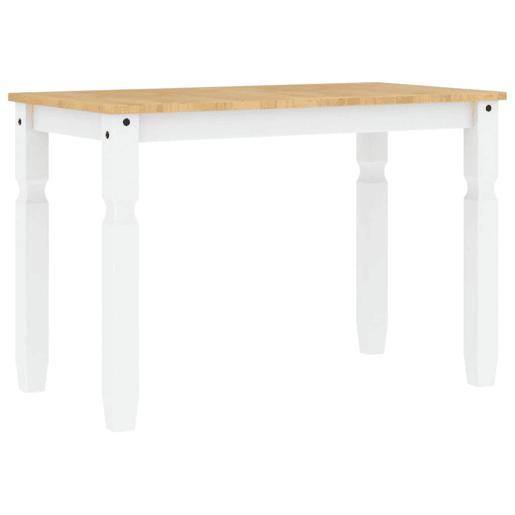 vidaXL Mesa de jantar Corona 112x60x75 cm madeira pinho maciça branco