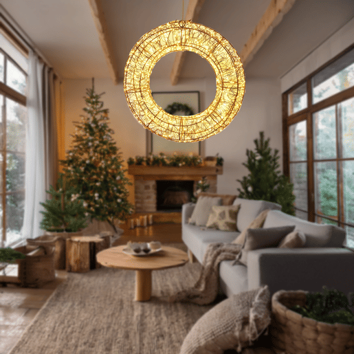 Guirlanda luminosa Well Home com 500 luzes LED brancas quentes e estrutura de metal, Ø38cm