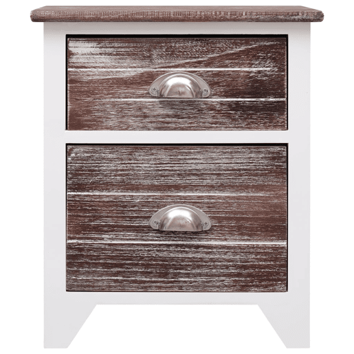 Mesa De Cabeceira - Mesinha De Cabeceira 38x28x45 cm madeira paulownia castanhobranco