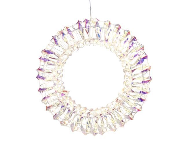 Well home corona metálica luminosa con 50 micro led de diseño retorcido 30x6x30cm