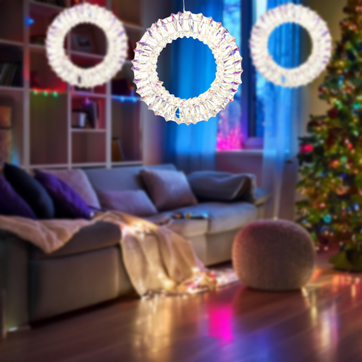 Guirlanda metálica luminosa Well Home com 50 micro LEDs em design torcido 30x6x30cm