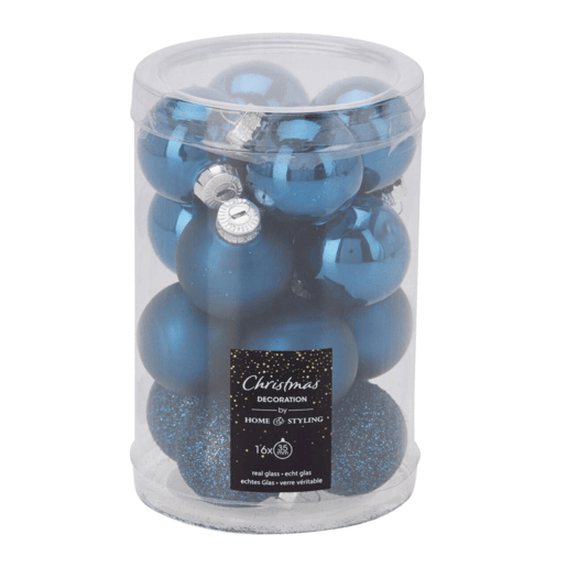 Well Home Conjunto de 25 Bolas de Natal Azuis Ø3,5cm - Acabamento Perolado