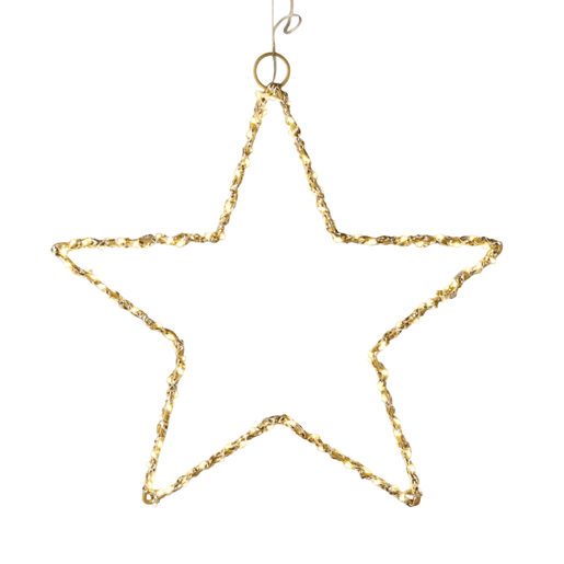Well Home Estrela Luminosa de Metal Dourado com 120 Luzes LED 30x30x0,5cm