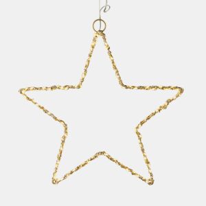 Well Home Estrela Luminosa de Metal Dourado com 120 Luzes LED 30x30x0,5cm