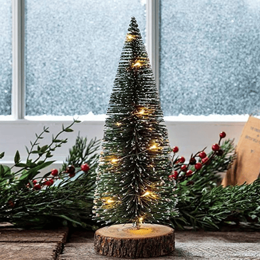 Árvore de Natal Well Home com 20 luzes LED brancas quentes e temporizador - 41x14x14cm