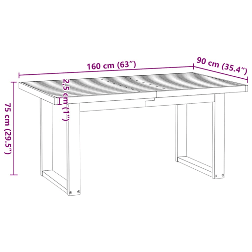 vidaXL Mesa de jantar NOAIN Pernas em forma U 160x90x75cm pinho maciço