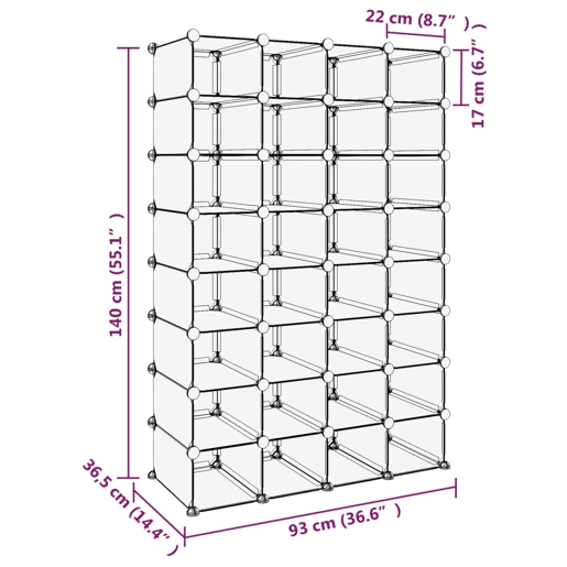 vidaXL Sapateira 93x36,5x140 cm PP transparente