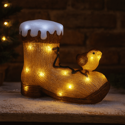Decoração de Natal Well Home com pássaros e 30 luzes LED, 31 x 13 x 28 cm