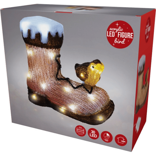Decoração de Natal Well Home com pássaros e 30 luzes LED, 31 x 13 x 28 cm