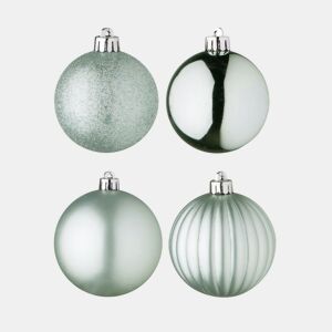 Well Home Conjunto de 100 Bolas de Natal Verdes em Tubo PET com Diferentes Desenhos e Acabamentos