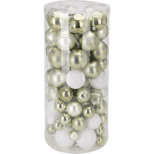 Well Home Conjunto de 100 Bolas de Natal Verdes em Tubo PET com Diferentes Desenhos e Acabamentos