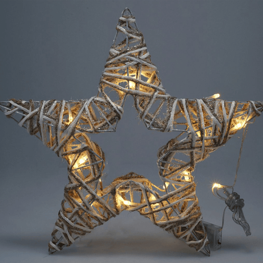 Well Home Luz Decorativa Estrela com 15 Luzes LED com Glitter 35x4x35cm