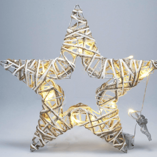Well Home Luz Decorativa Estrela com 15 Luzes LED com Glitter 35x4x35cm