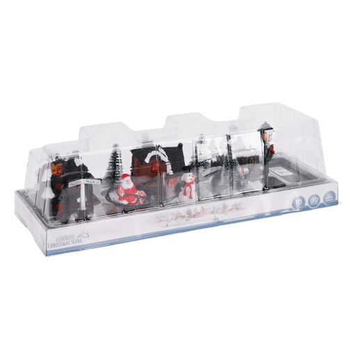 Conjunto de 10 peças de vila de Natal da Well Home com luzes LED