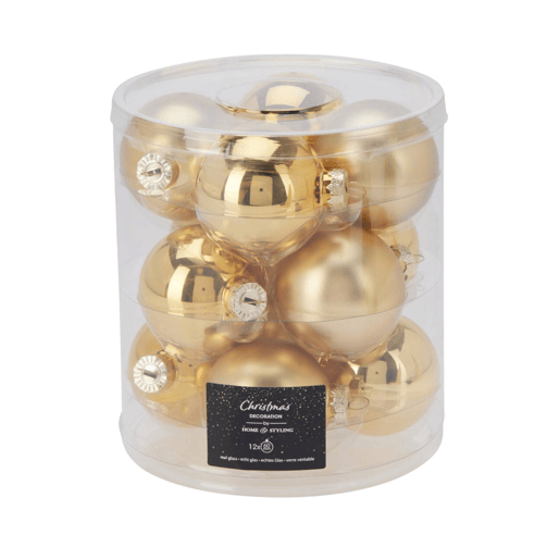 Well Home Conjunto de 12 Bolas de Natal Douradas Ø6cm - Brilhante e Fosco