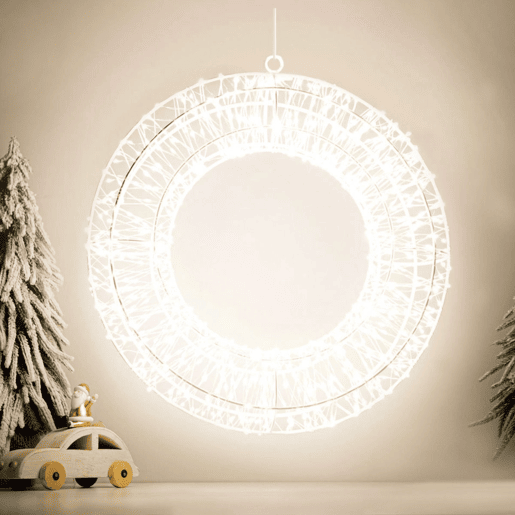 Anel de metal luminoso Well Home com 1800 micro LEDs branco quente 58x13x58cm