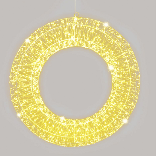 Anel de metal luminoso Well Home com 1800 micro LEDs branco quente 58x13x58cm