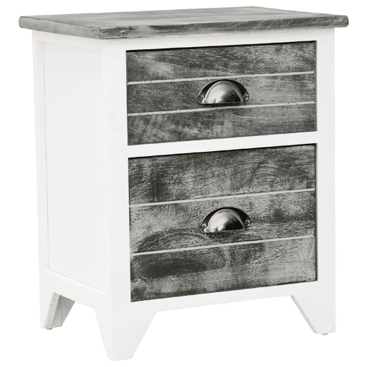 Mesa De Cabeceira - Mesinha De Cabeceira 38x28x45 cm madeira paulownia cinzentobranco
