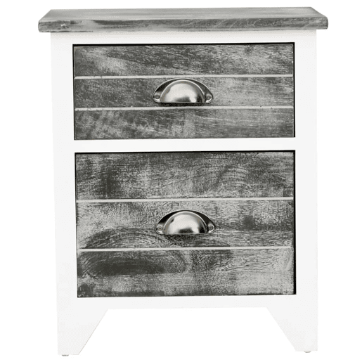 Mesa De Cabeceira - Mesinha De Cabeceira 38x28x45 cm madeira paulownia cinzentobranco