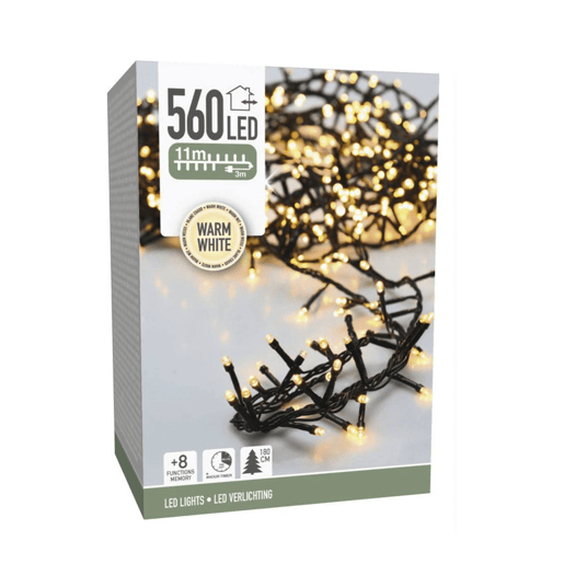 Luzes de Natal Well Home com 560 LEDs brancos quentes - 11 metros