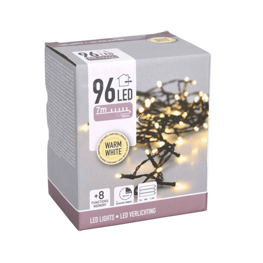 Well Home 96 Luzes de LED Branco Quente com Controlador de 8 Funções